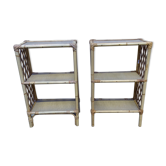 Pair of shelves or bedside tables in rattan 1970s.