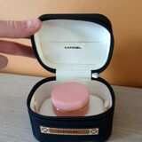 Travel alarm clock lancel - case wrapped in pink leather and gold metal folding - reference - 163027