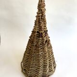 Brown wicker basket, wall decoration