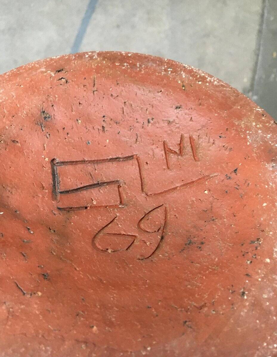 Brutalist ceramic vase in German mid-century style by Gerhard Liebenthron, 1969.