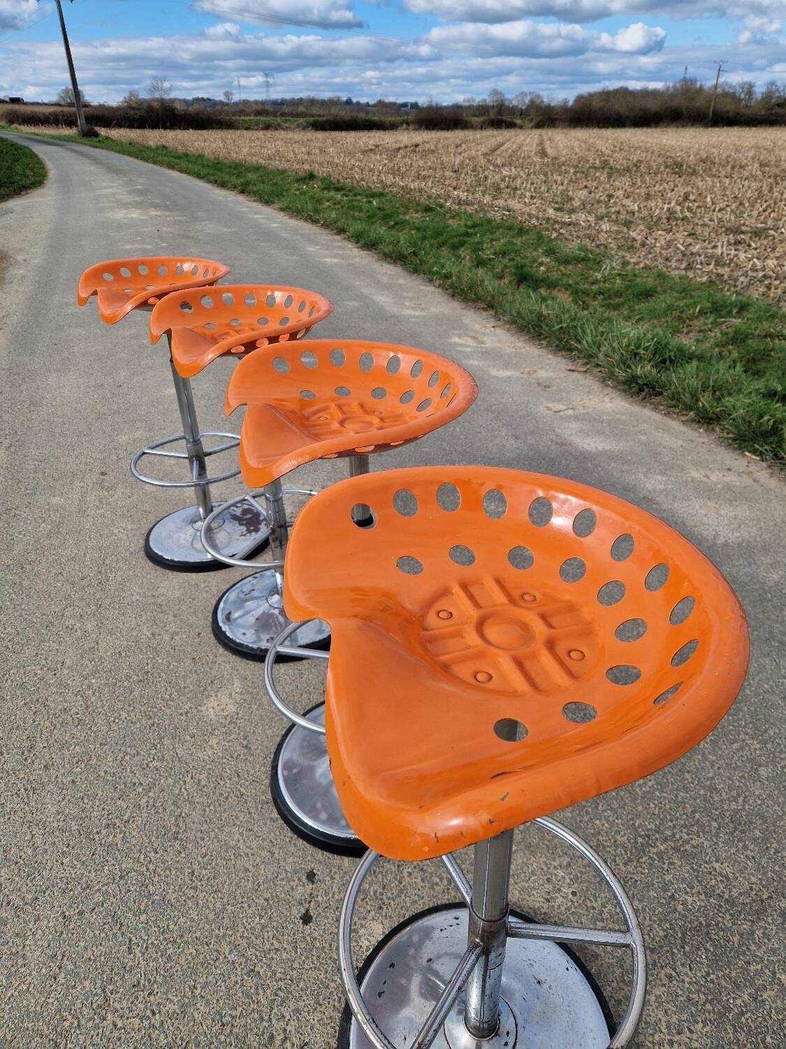 Set of 4 bar stools by Etienne Fermigier for MIRIMA