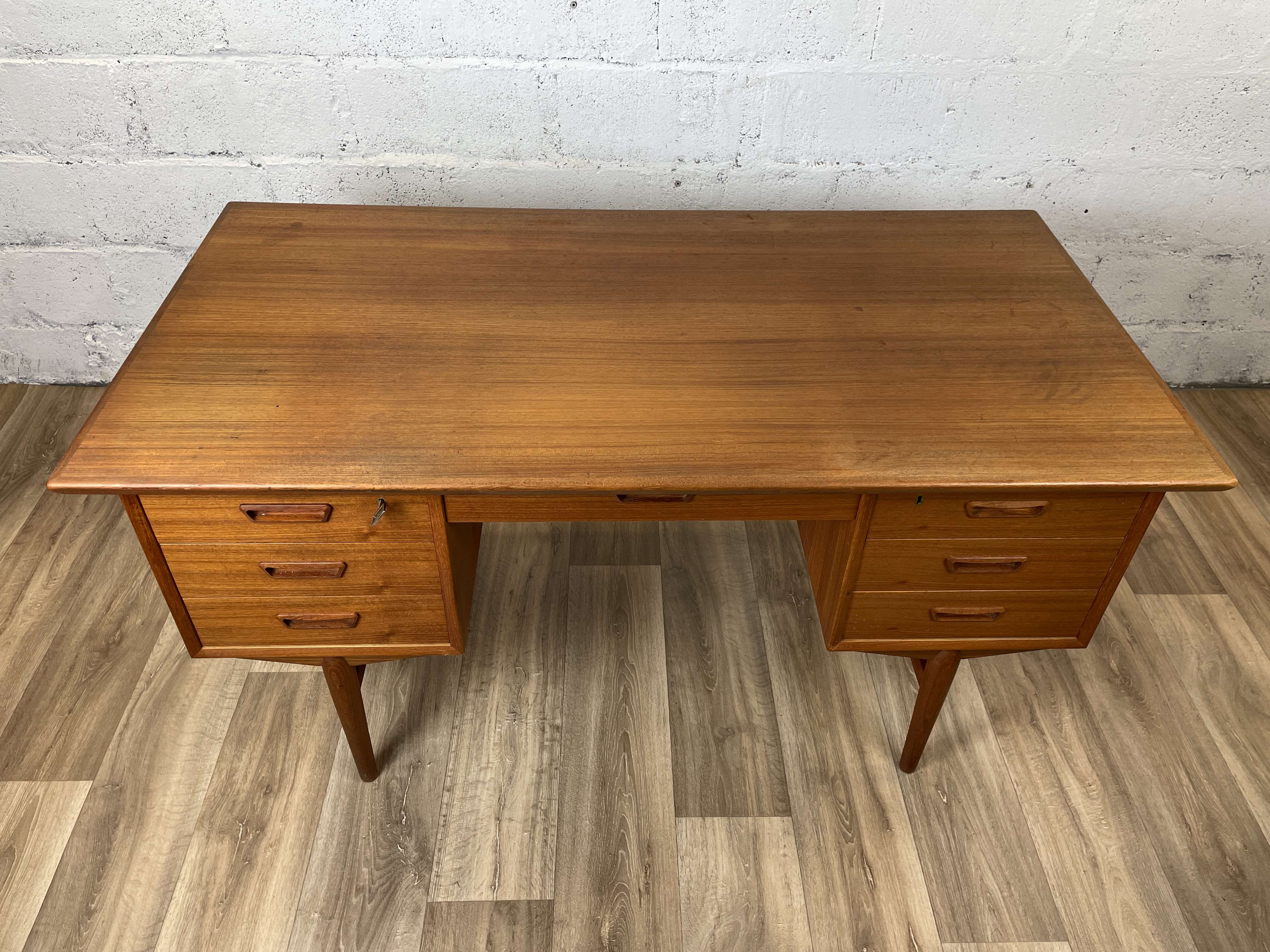 Vintage Scandinavian double-sided teak desk, 60s