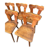 Set of 6 mountain chairs in fir folk art