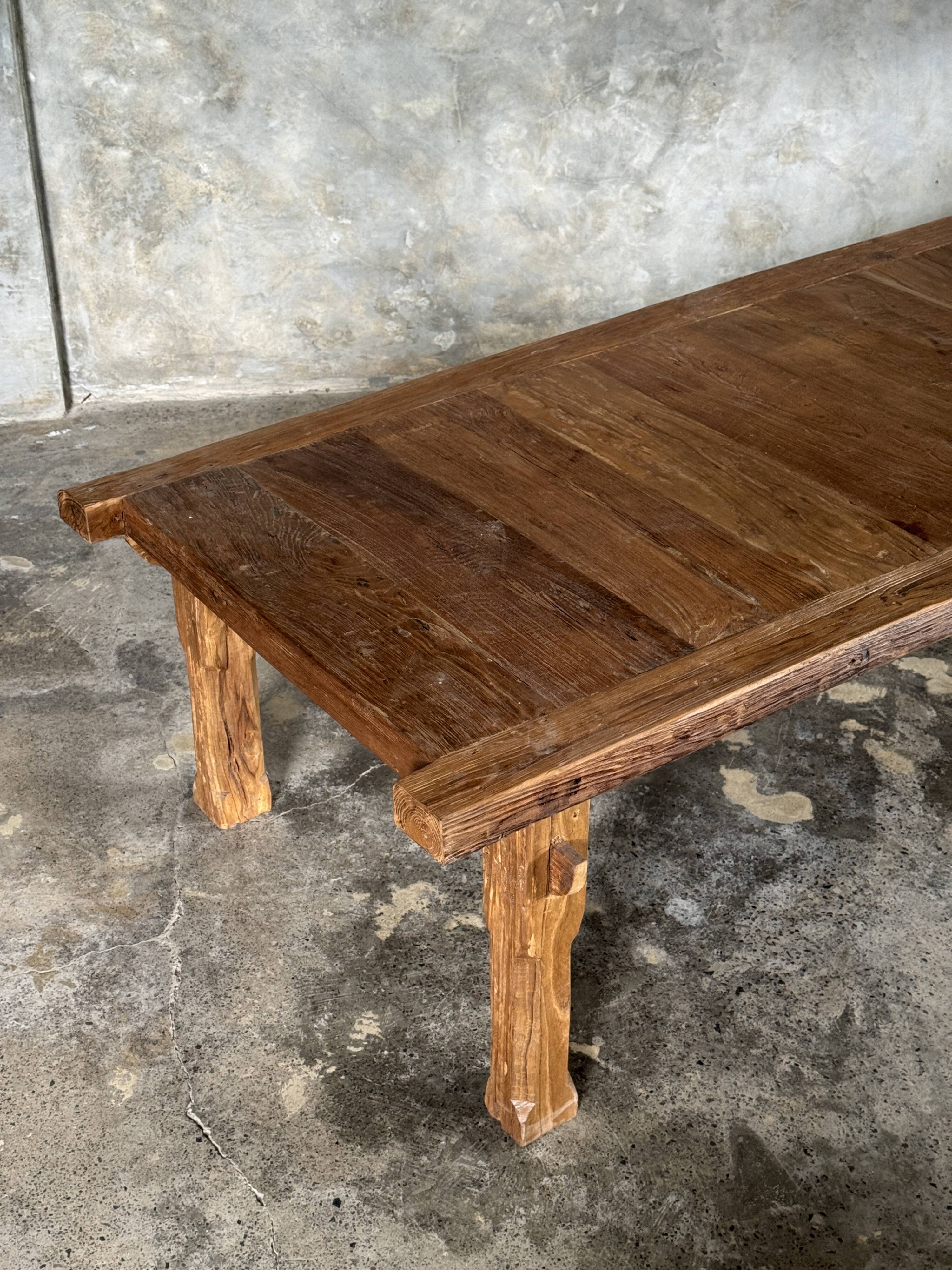 Large upcycled golden teak coffee table L1m60 W70 H45