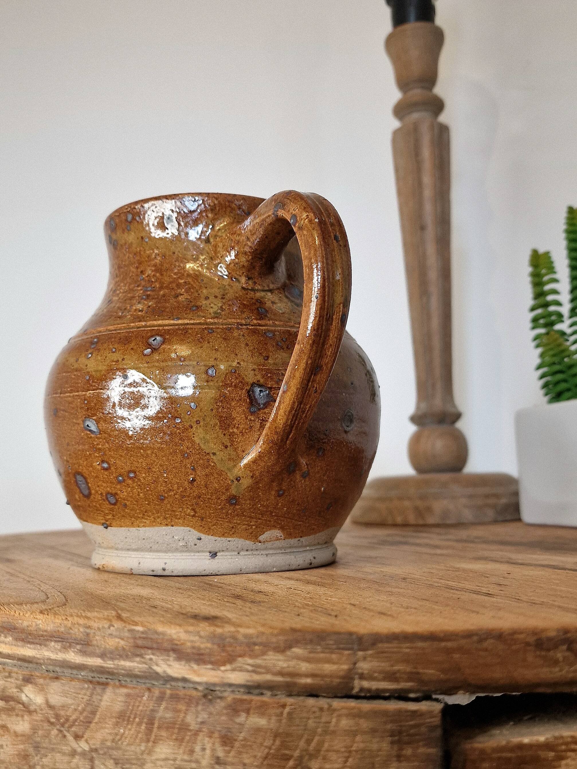 Vintage jug in pyrite stoneware signed JPG – handmade ceramics 70