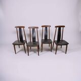 Set of 4 teak and leather dining chairs, Denmark 1960s