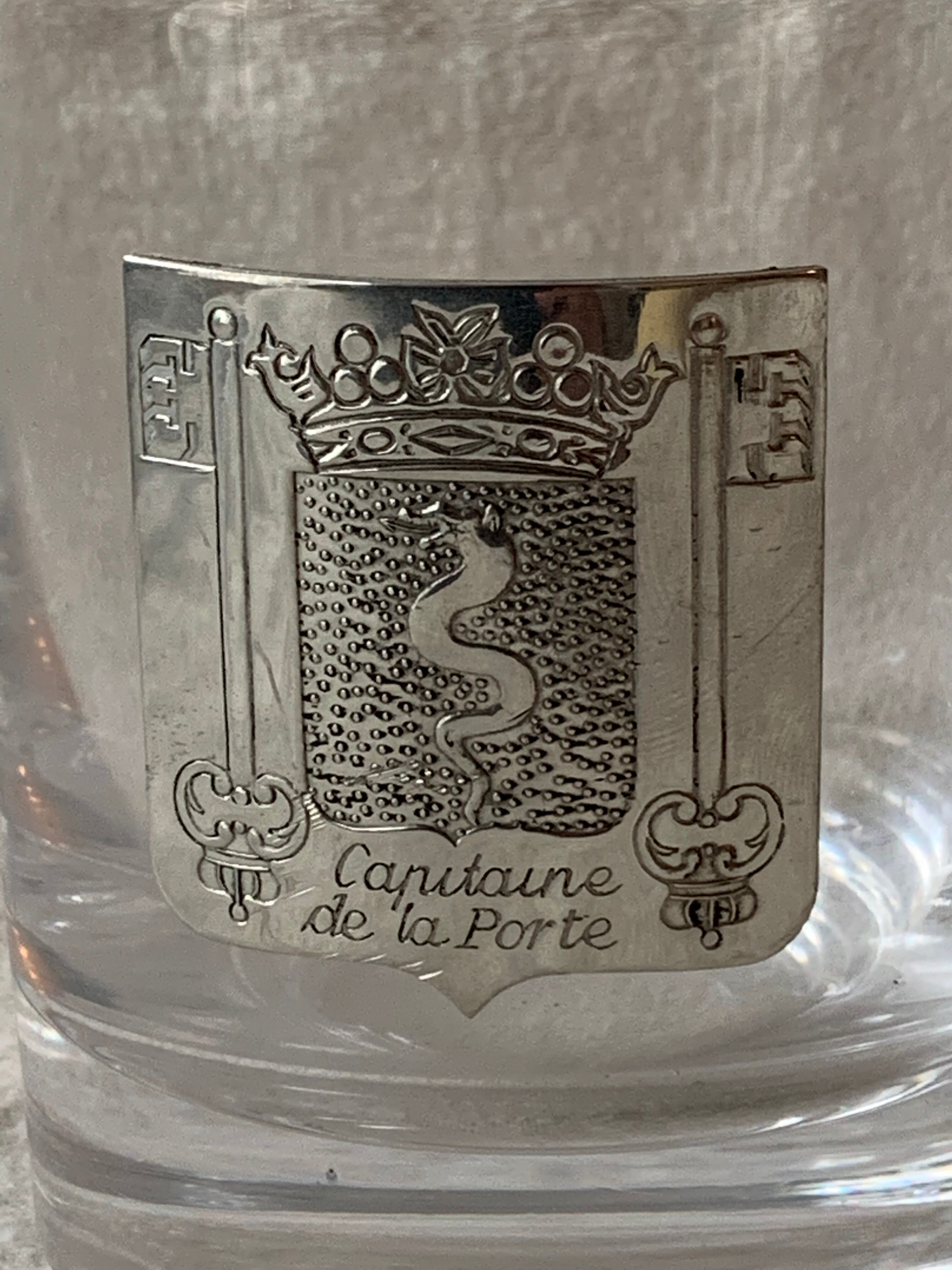 6 crystal whiskey glasses from Sèvres Prévost, Captain, Marshal, Boutelier, Fauconnier and Veneur