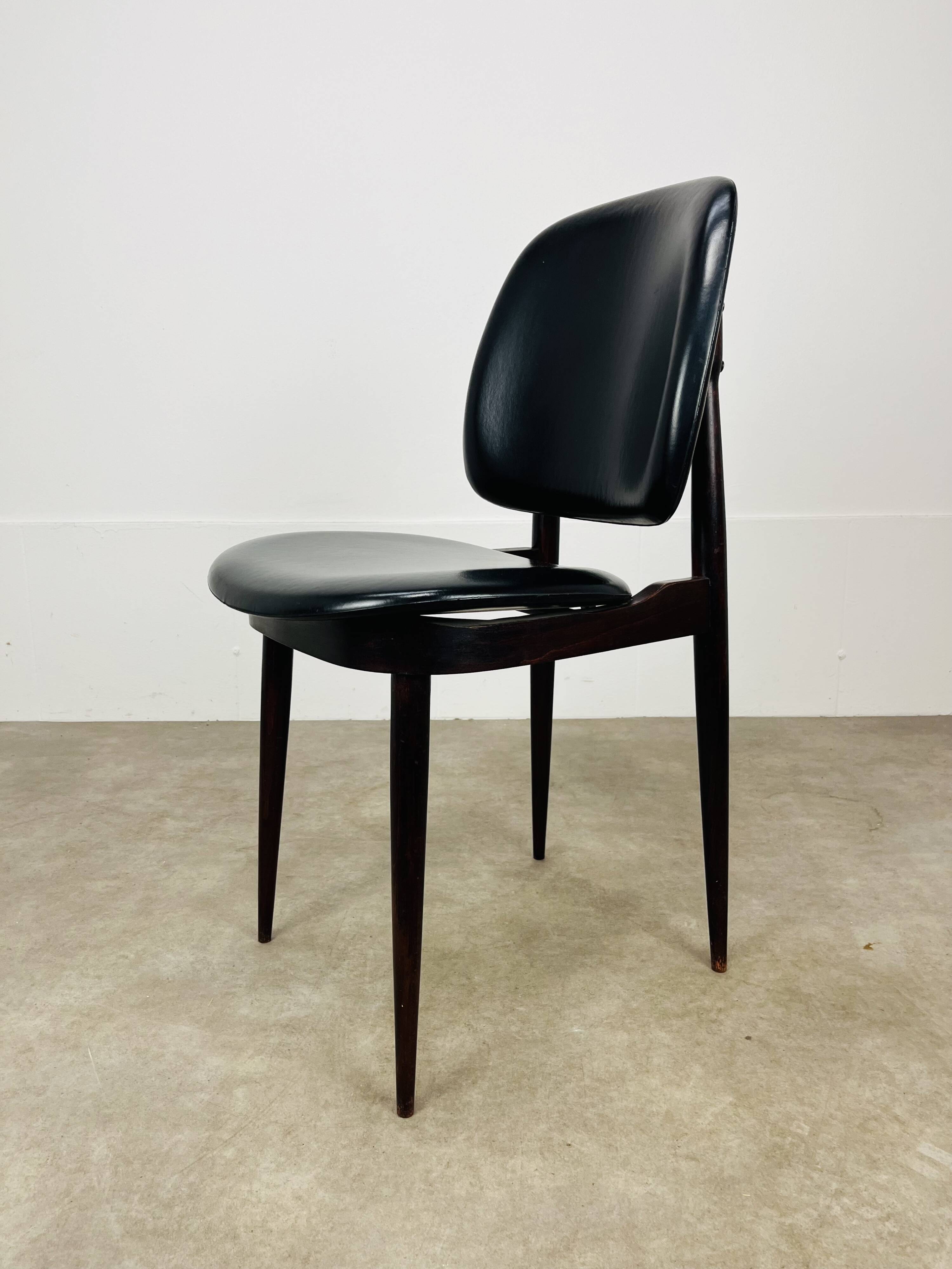 6 Pégase Baumann chairs, black, 1960s