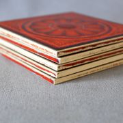 Vintage 5 Villeroy and Boch small tiles, 1960s-70s, orange flowers