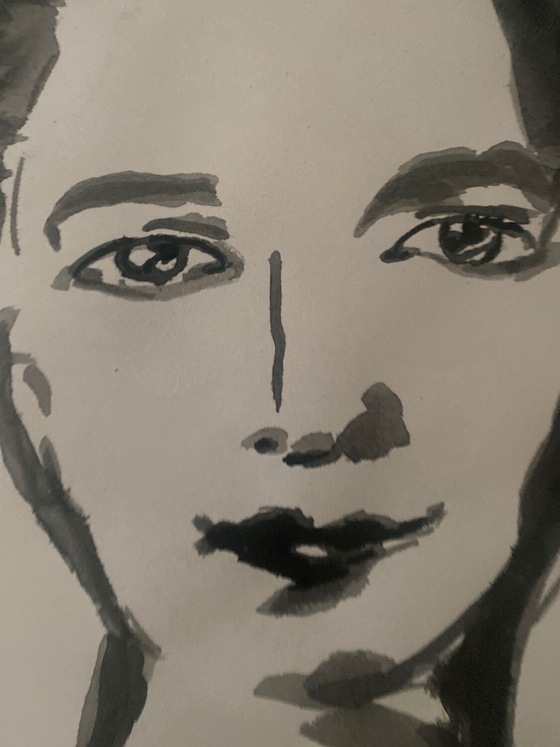 Contemporary portrait of a woman in ink