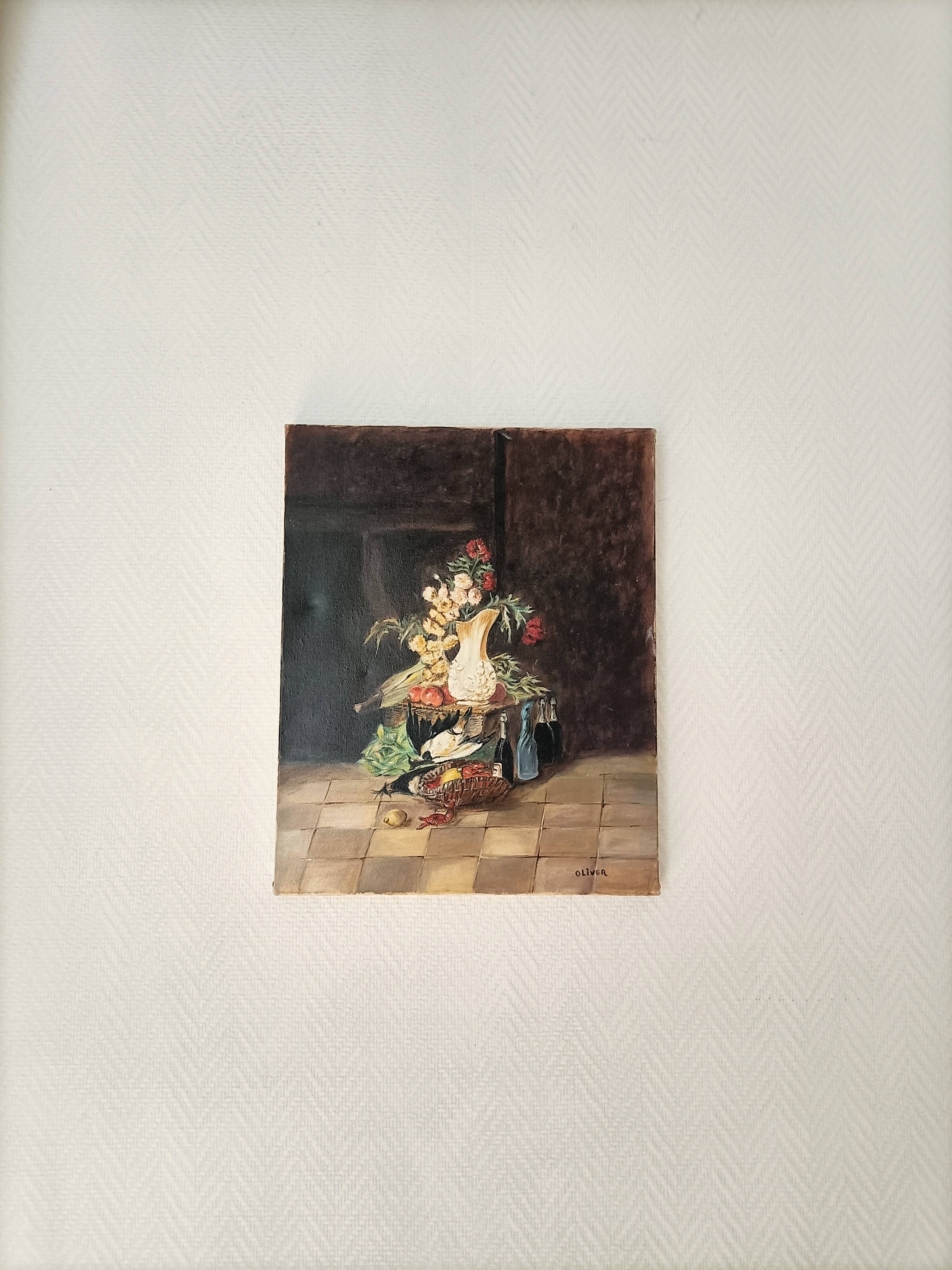 Oil painting on canvas still life signed