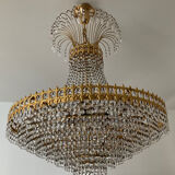 Brass chandelier and crystal tassel waterfall