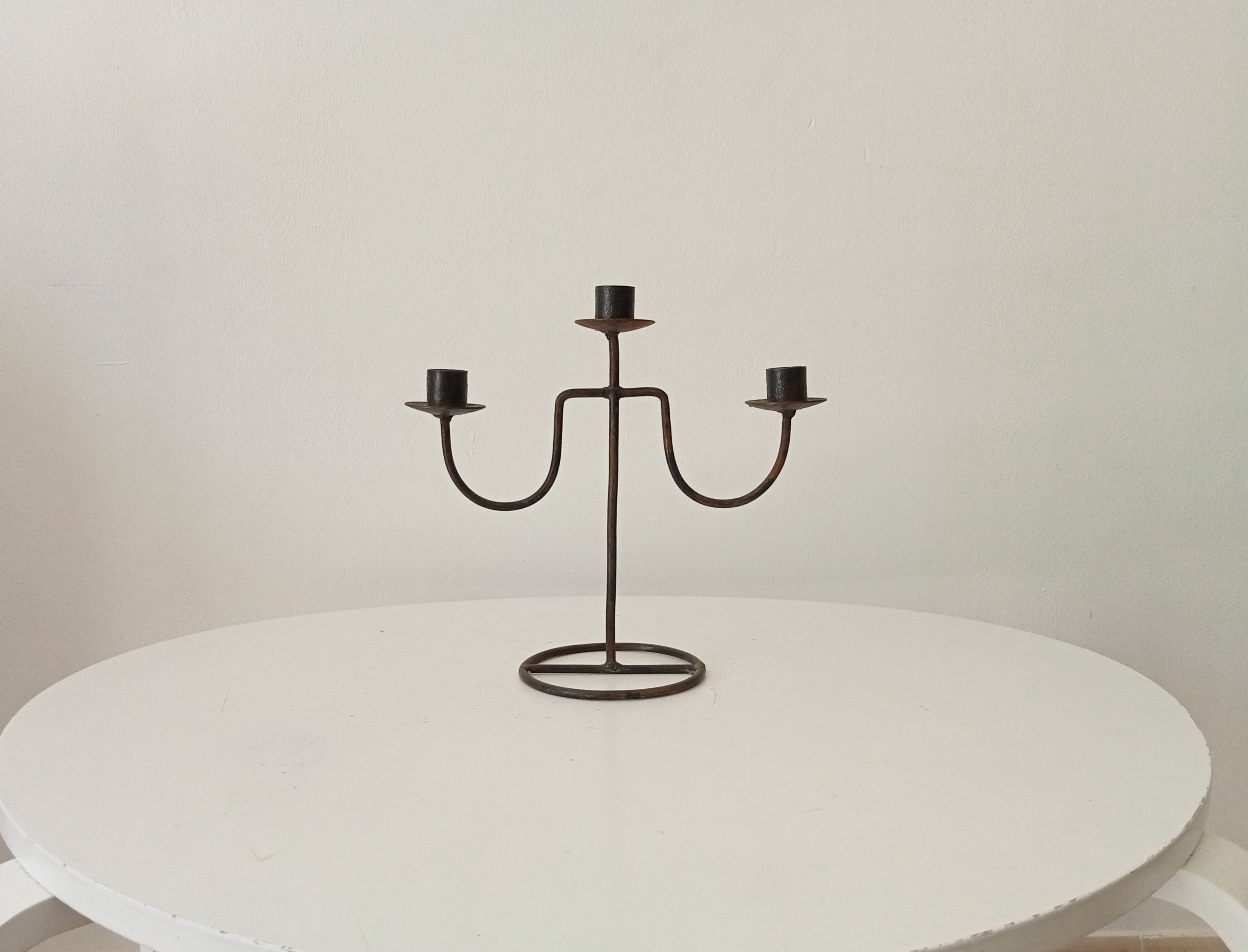 Vintage brutalist wrought iron chandelier