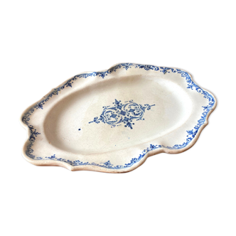 Plat oblong faience XVIIIe - camaieu bleu