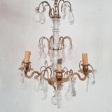 Chandelier with glass flower pendants from the beginning of the last century
