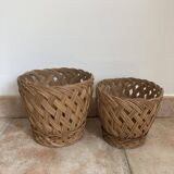 Vintage woven wicker plant pot cover