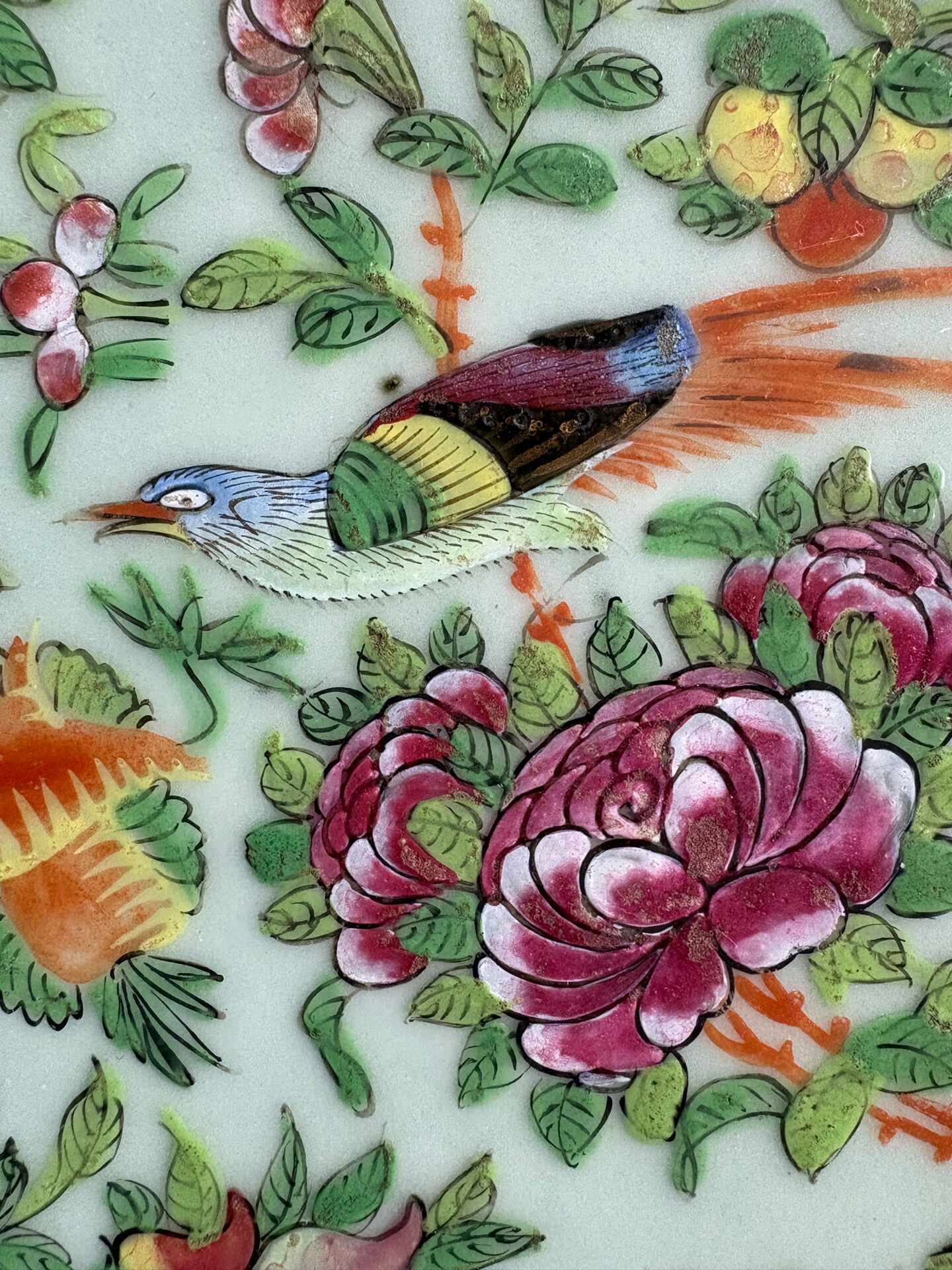 Antique celadon porcelain plate from Canton, China (1820-1850)