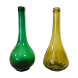 Set of two green bottles