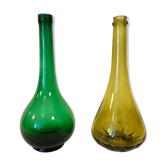 Set of two green bottles
