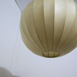 1970s Italian Cocoon Globe Pendant Lamp with teak details