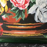 Tableau bouquet de fleurs sur fond noir et cadre vert