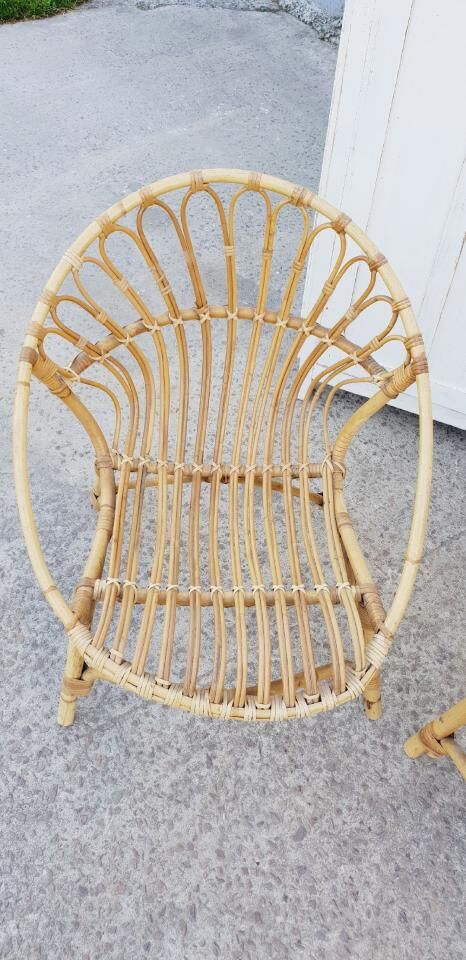 Paire de fauteuils en rotin vintage