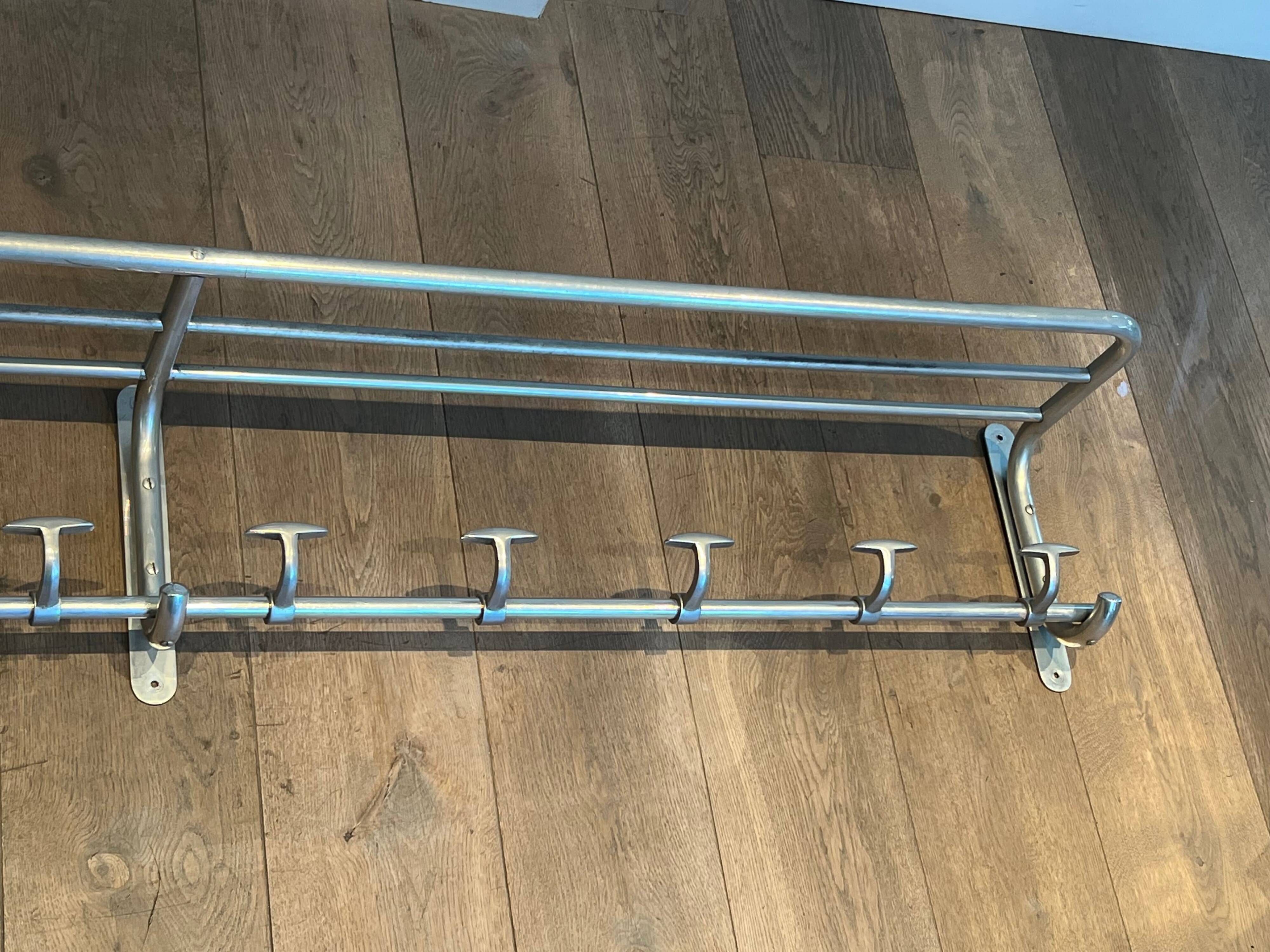 Large Aluminium Wall Coat Rack with Ten Hooks and Luggage Rack