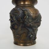 Pair of Japanese dragon vases in patinated bronze - 1900