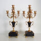 Paire de candélabres à 5 branches bronze et marbre style Napoléon III