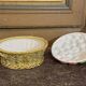 Strawberry basket in Sarreguemines slipware from the 1930s.