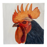 Rooster painting,  oil on canvas / 29 cm