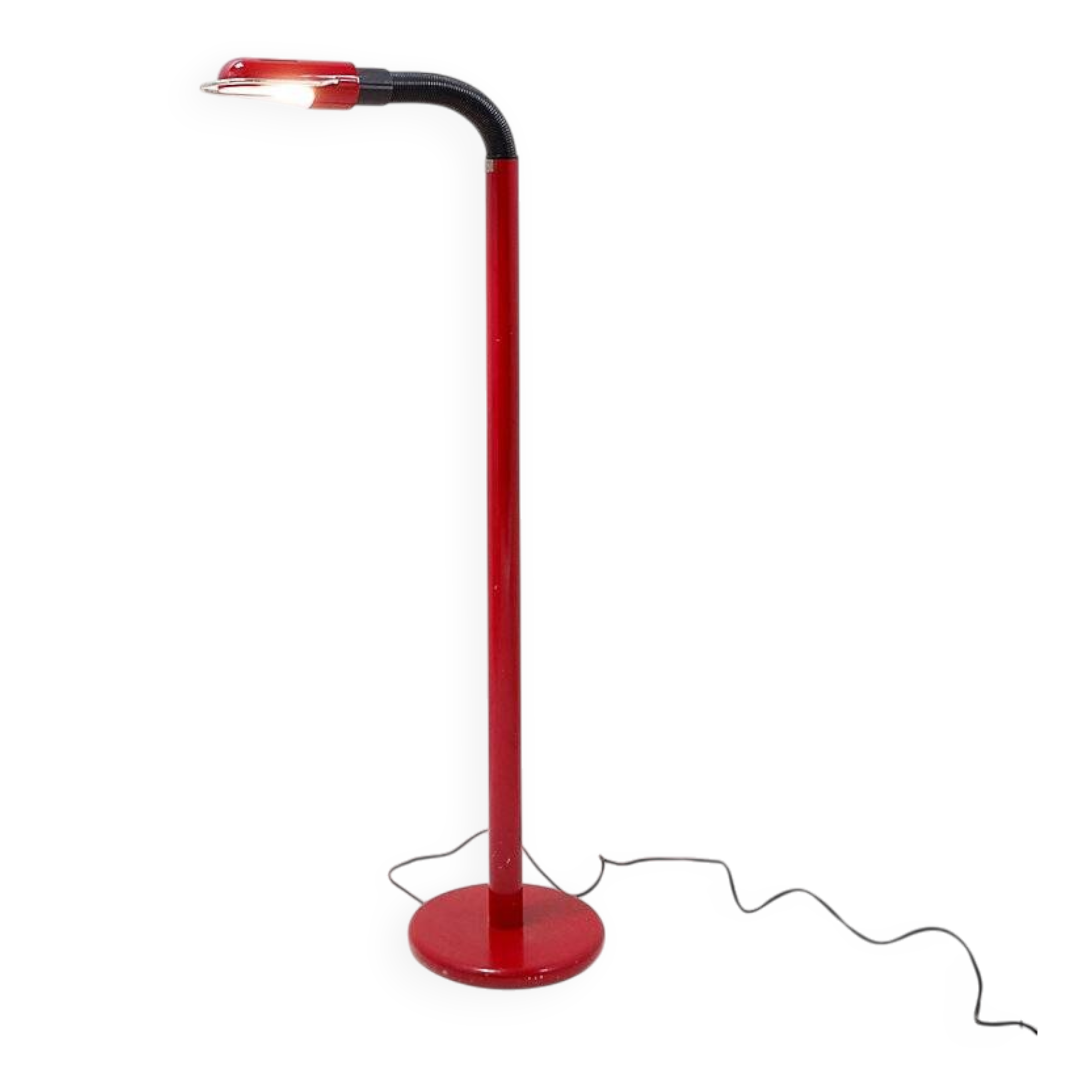 Space Age floor lamp with dark red shade - 1970s