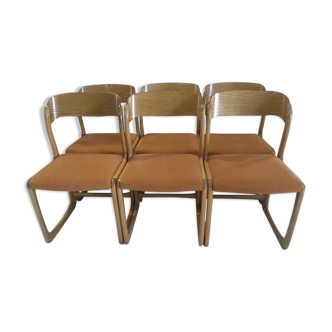 Suite of 6 Baumann Chairs model 1970 Sleigh