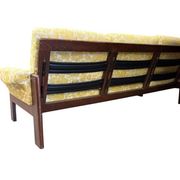 Vintage wooden sofa / armchair with yellow accent
