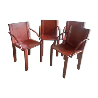 Set of 4 Carlo Bartoli chairs – Manufacturer Matteo Grassi – Coral model