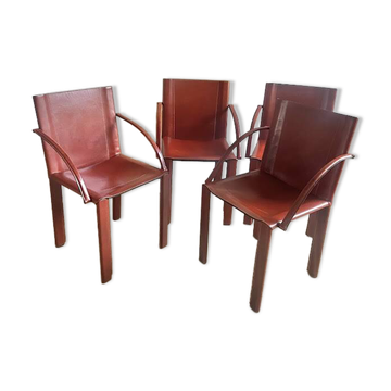 Set of 4 Carlo Bartoli chairs – Manufacturer Matteo Grassi – Coral model