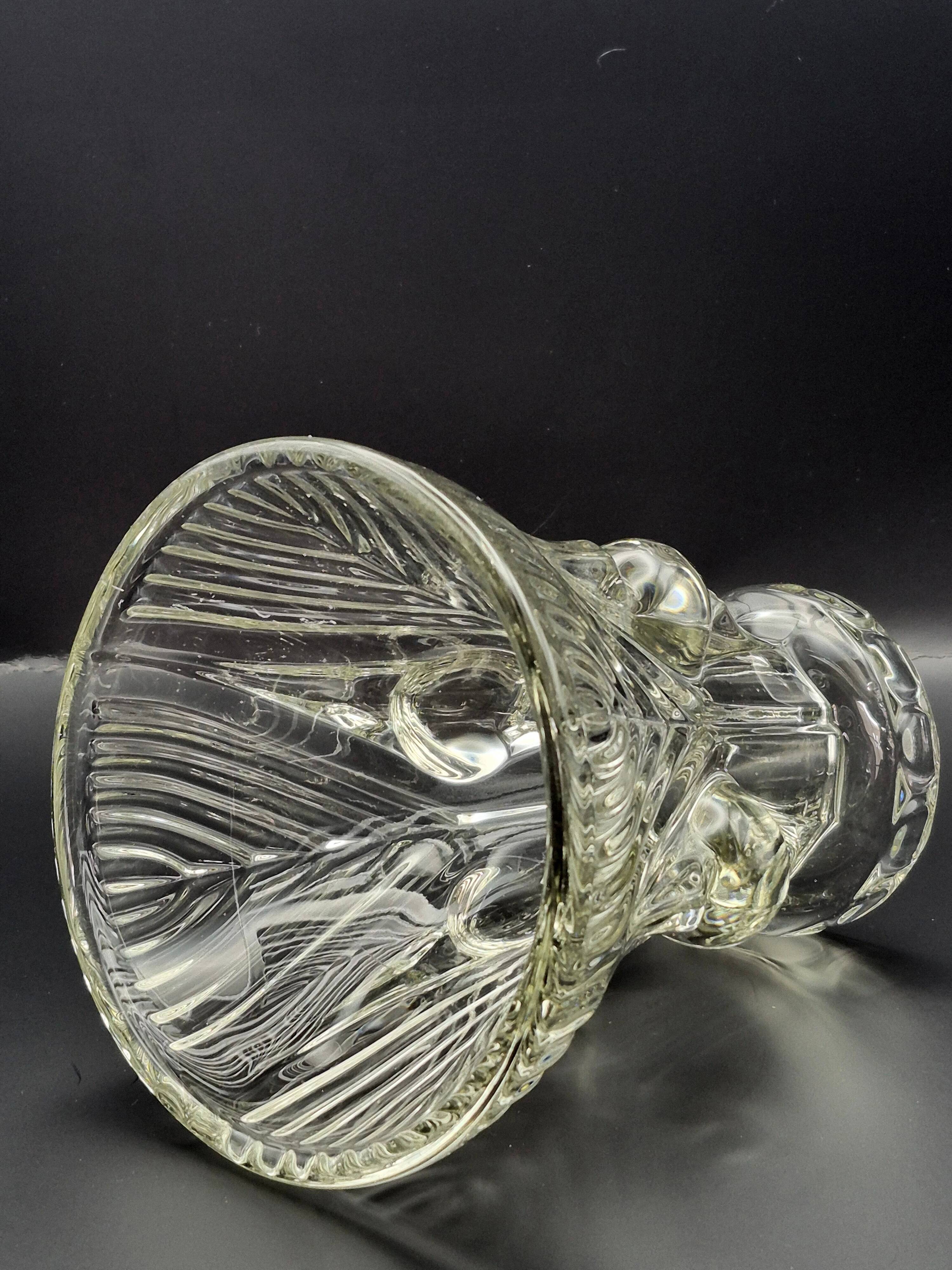 Vintage thick moulded glass/crystal vase Sculptural design Art Deco