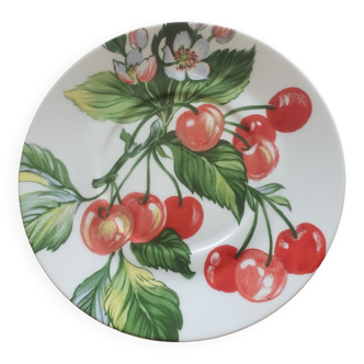 Assiette motif  cerise en porcelaine oxford