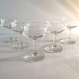 5 coupes à champagne en verre ciselé