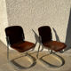 Pair of leather and chromed metal chairs year 70
