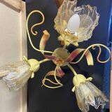 Antique wall light fixture ceiling lamp florentine bouquet floral design 1970