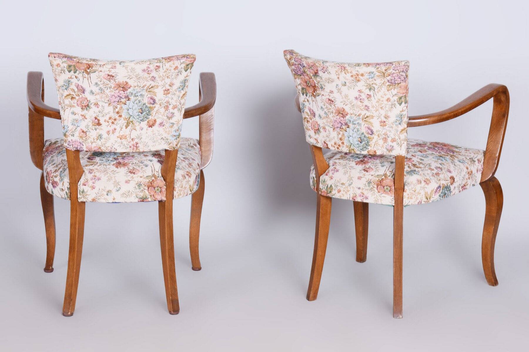 Art Deco Chairs in Beech attributed to J. Leleu, France, 1930s, Set of 2