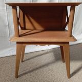 1950s oak bedside table with crossbars
