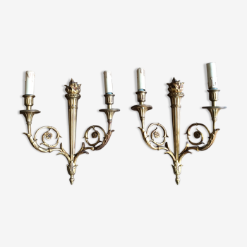 Paire d’appliques Louis XVI dorées