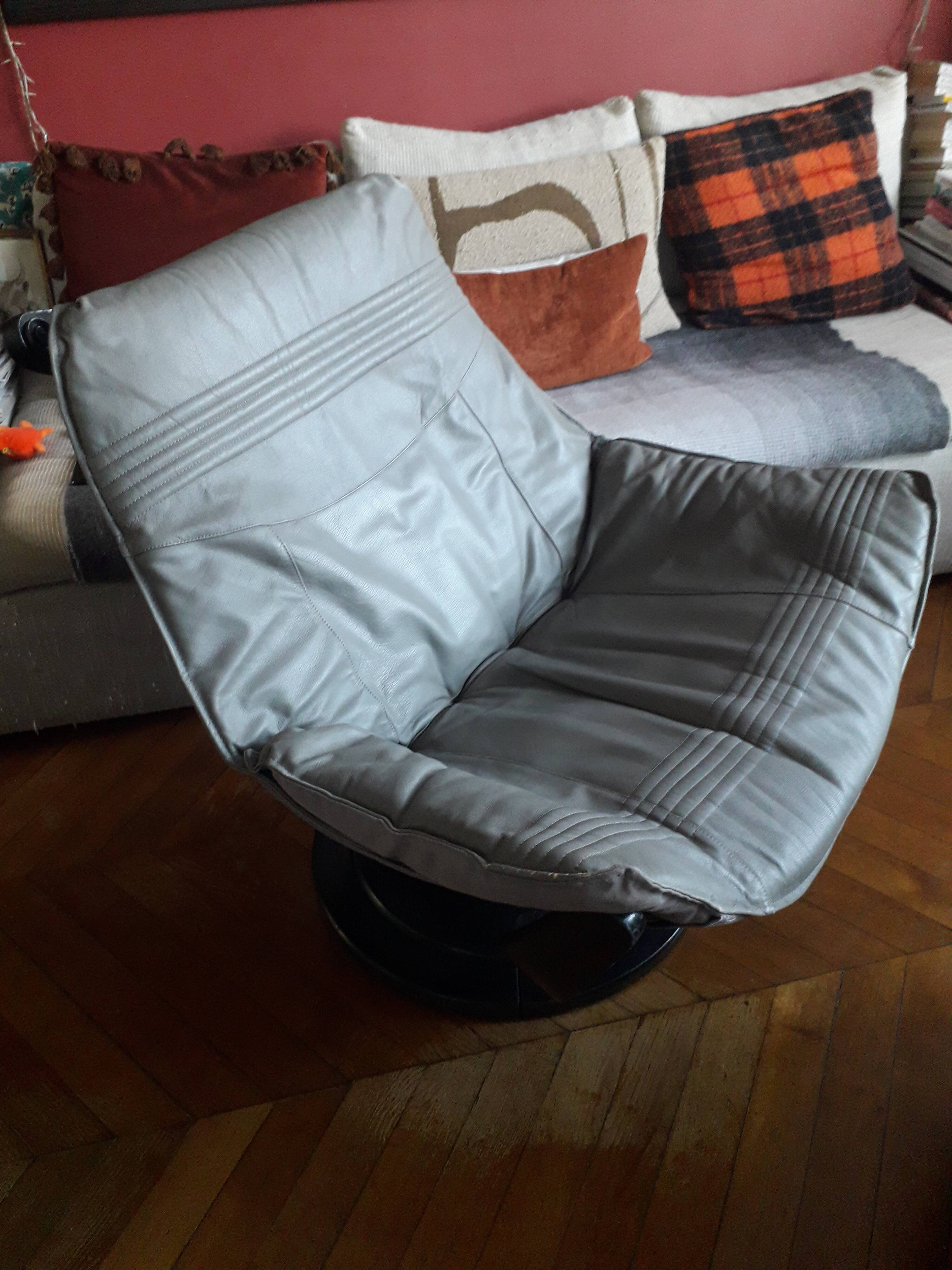 Vintage Swedish leather armchair signed Nelo