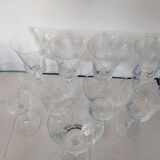 9 verres à pied ciselés cristal 70's