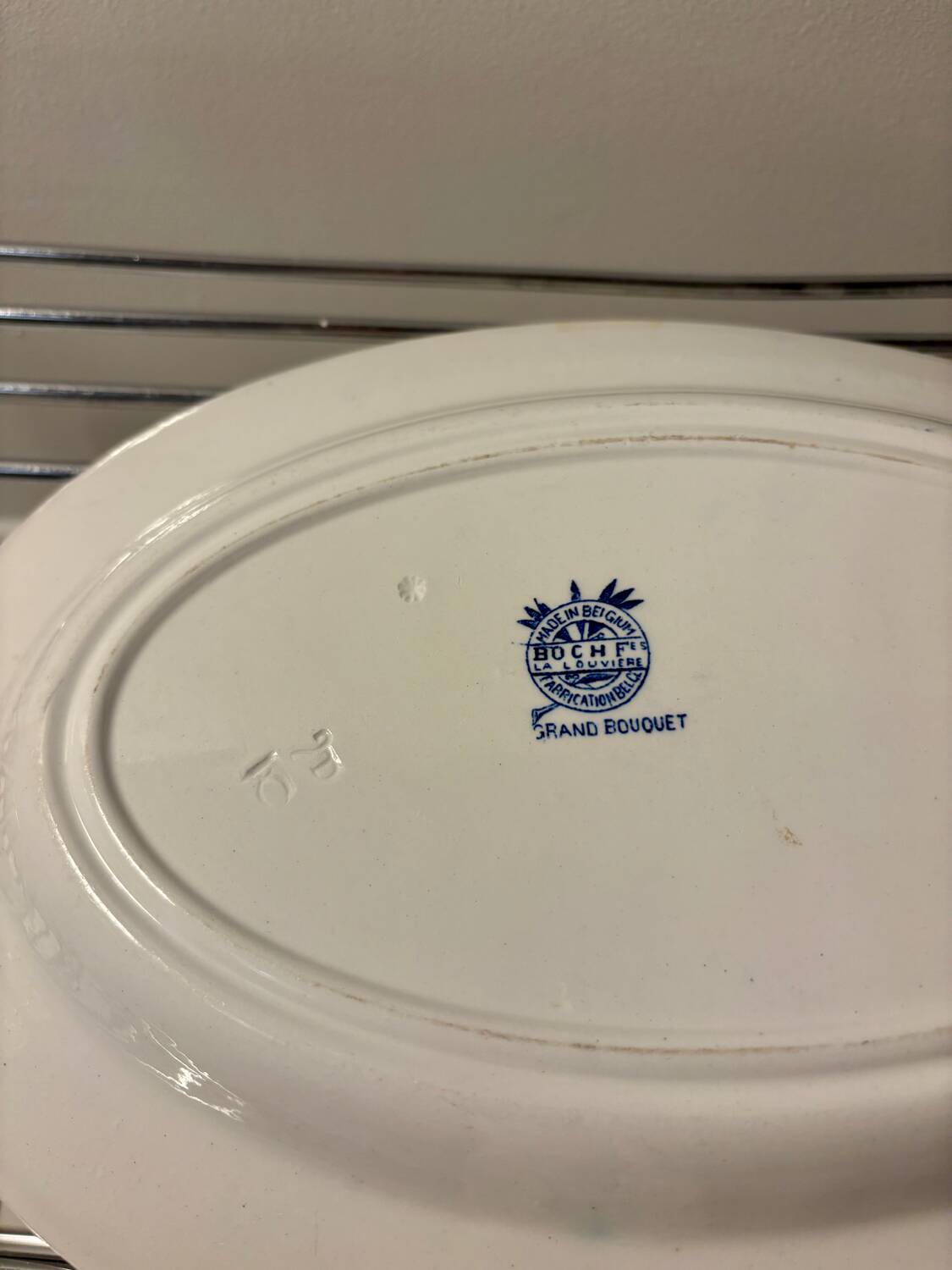 Antique oval Boch platter – “Grand Bouquet” decoration