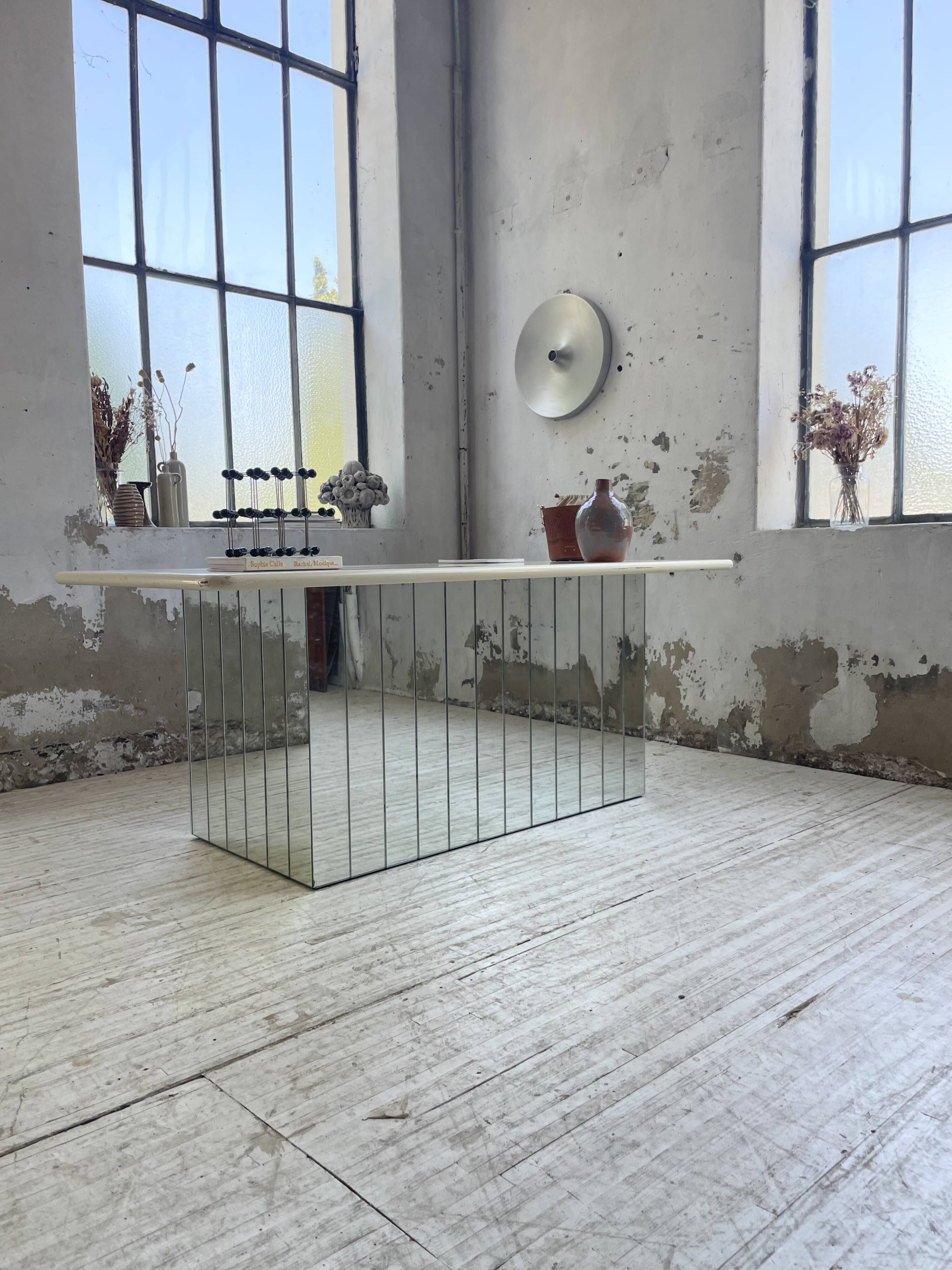 80s lacquered desk and mirror