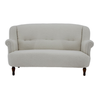 1940s 2-Seater Sofa in Sheepskin Fabric, Czechoslovakia