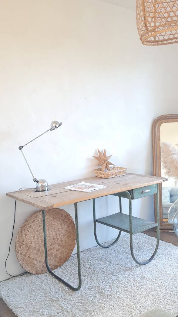 Wood and metal desk circa the 1950s.
